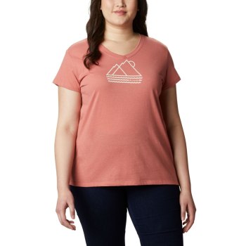 Columbia T-Shirt Dames, Solar Shield Graphic Plus Size DonkerKoraal, 96ZQMJFHA